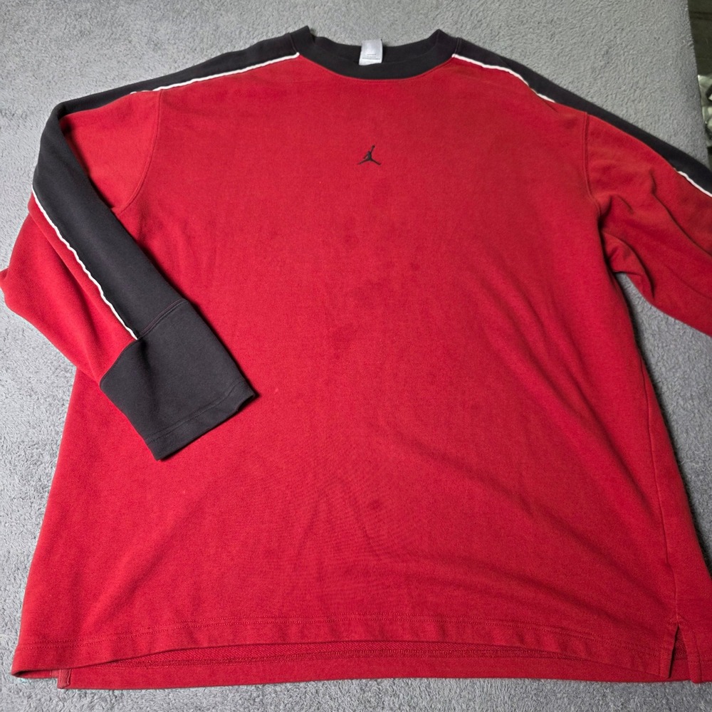 Jordan Mens 3XL Long Sleeve Shirt Red Black Jumpman Logo Athletic Pullover